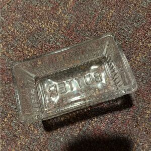 Clear Glass Butter Dish - Embossed "BUTTER"